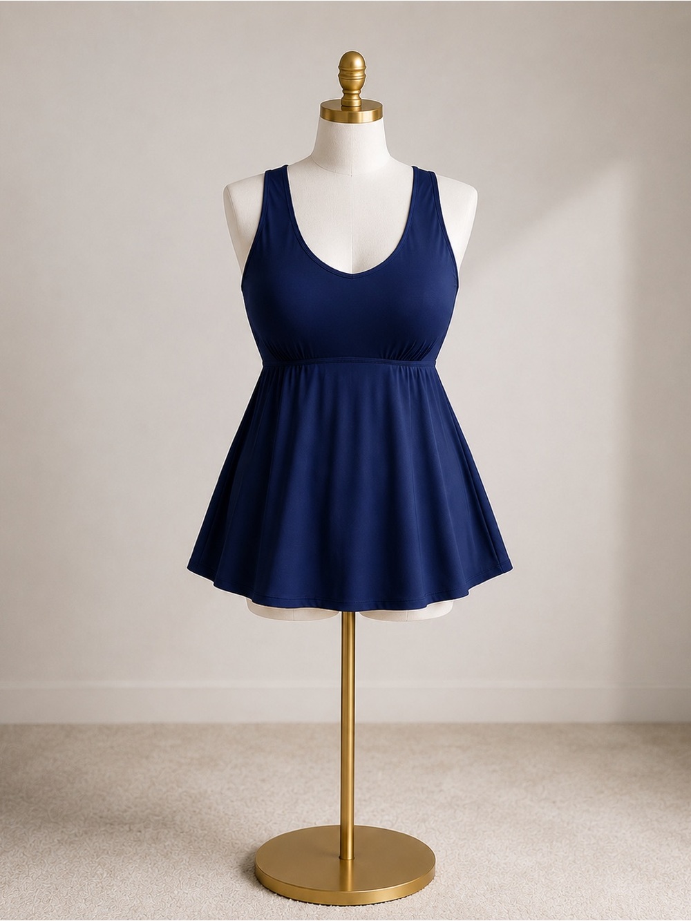 Bloomchic Size 10 Medium Blue Halter Tankini bathing Suit Swim Top